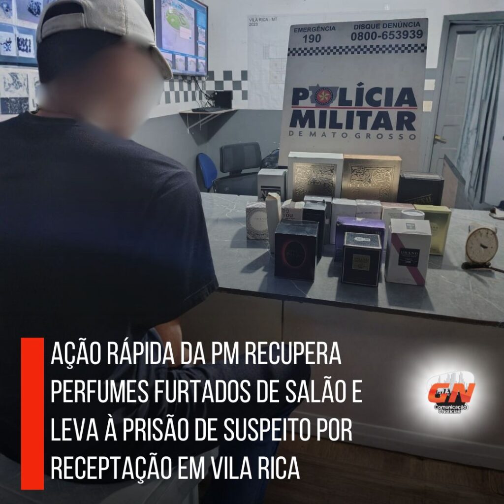 Ação rápida da PM recupera perfumes furtados de salão e leva à prisão de suspeito por receptação em Vila Rica